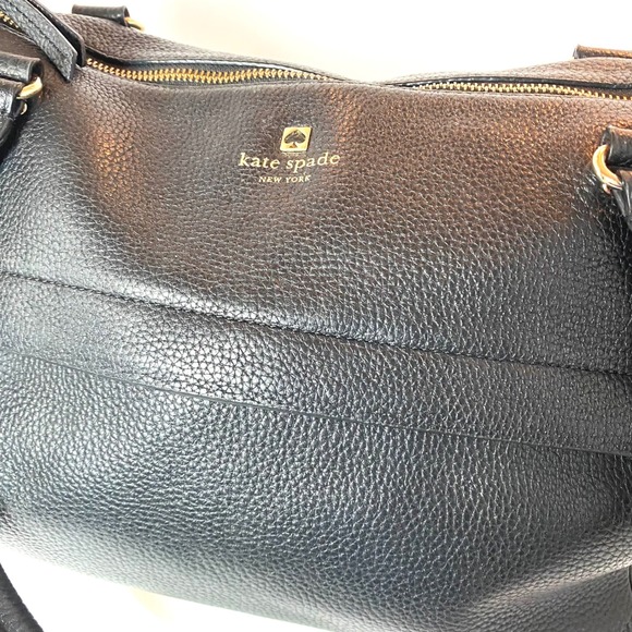 Kate Spade New York Black Pebbled Leather Shoulder Bag Gold Hardware Tote - Picture 7 of 7